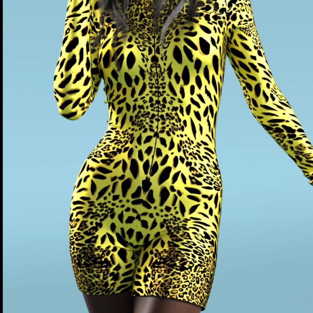New & Unworn - Yellow Leopardy Biker Costume / Candy Catz / Size Medium